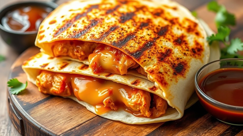 cheesy bbq chicken quesadillas