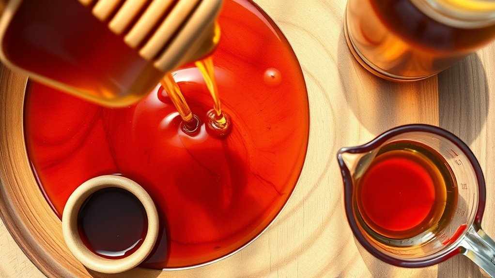 combine sweeteners and liquids