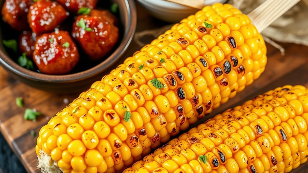 grilled corn with toppings