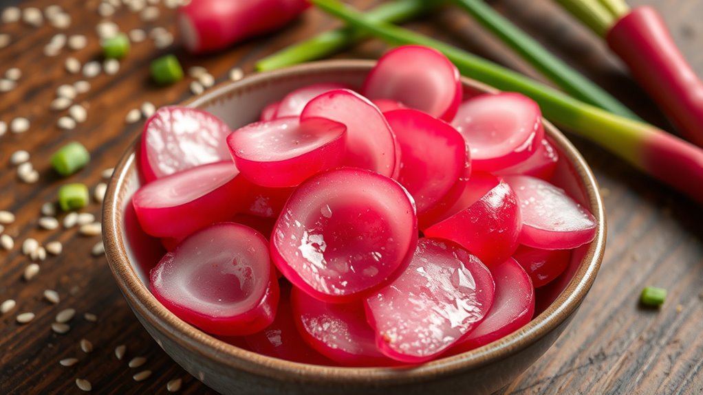 pink radish pickles brighten grilled