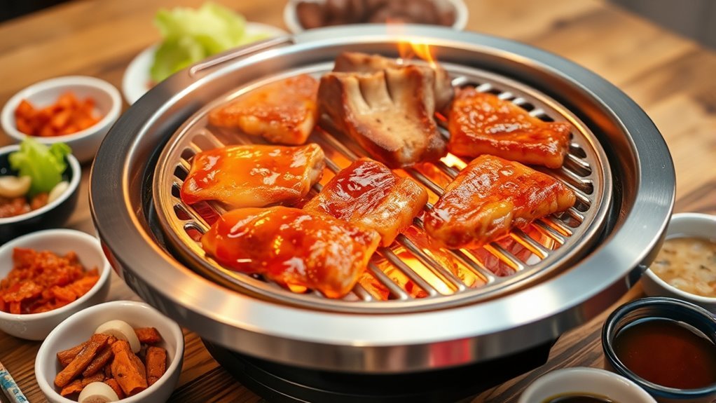 set up grill and sides