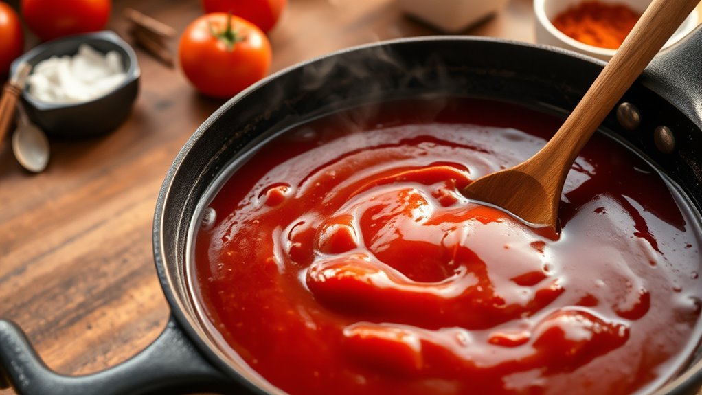 simmer to thicken sauce
