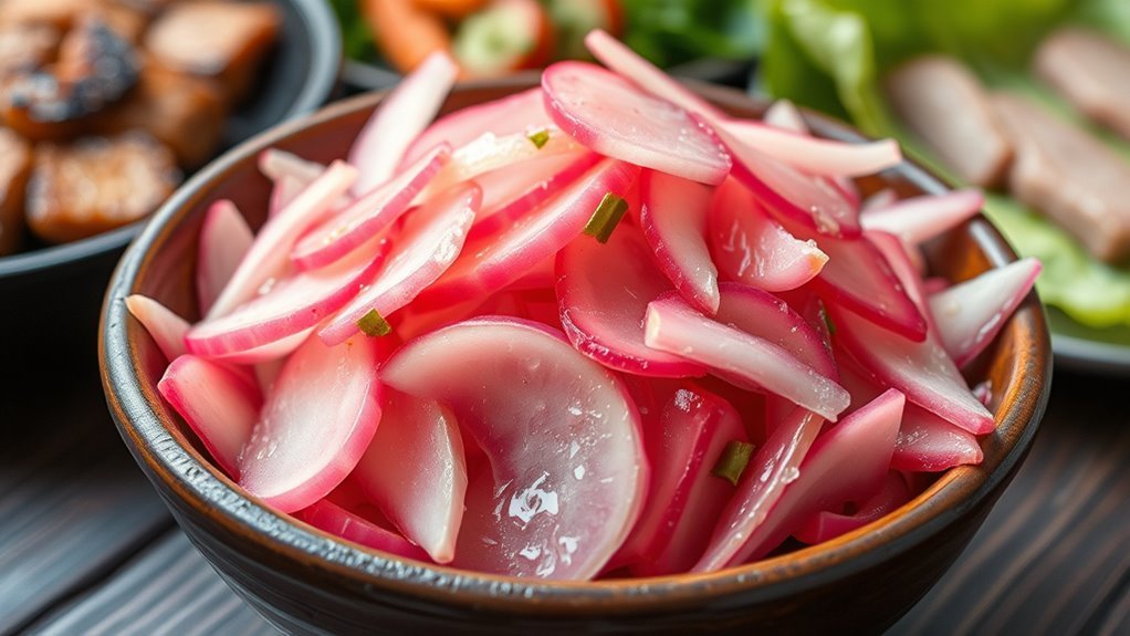 tangy pink radish pickles