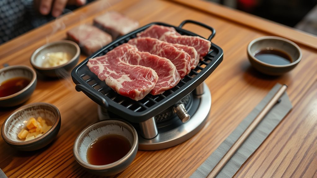 thin sliced meat grilling