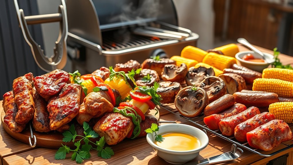 variety of meats and vegetarian options