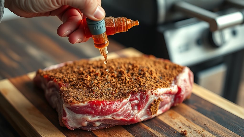 apply rubs and inject marinade