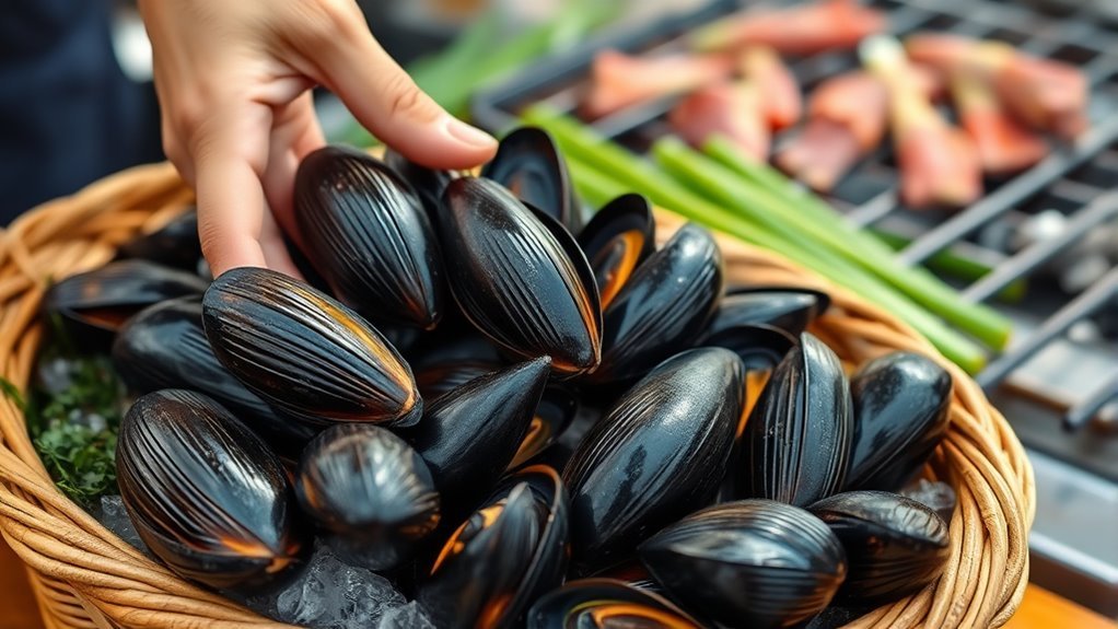 choose fresh live mussels