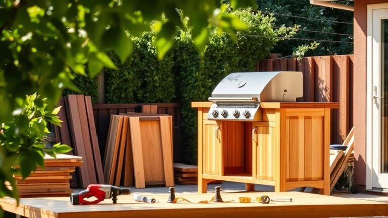 constructing a wooden outdoor grill