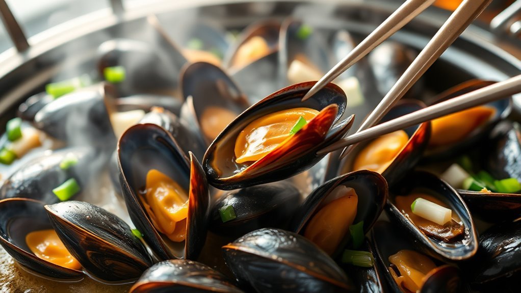 cooking mussels at bbq