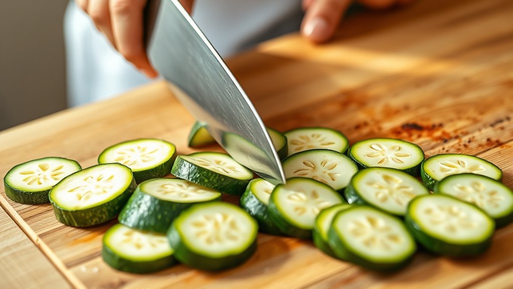 cut zucchini into even slices