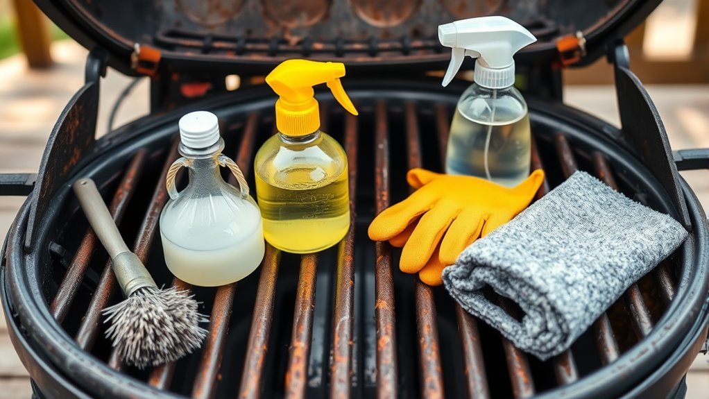 gather cleaning supplies and safety gear