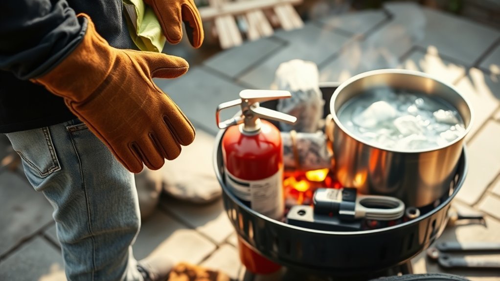 gather safety equipment before grilling