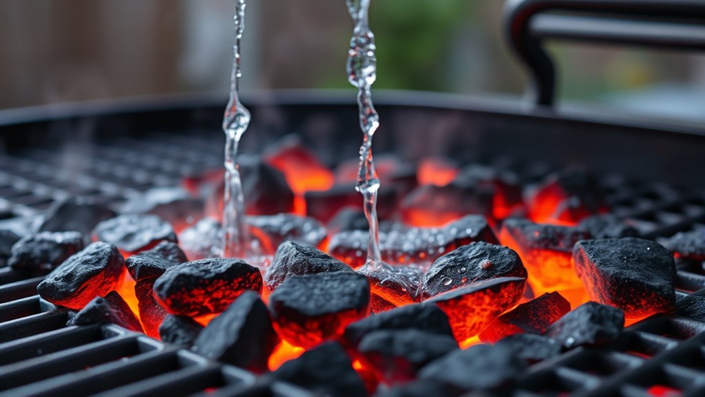gradually douse hot coals