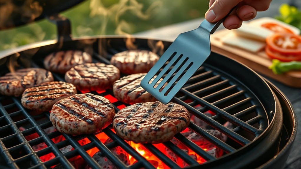 grill burgers thoroughly monitor