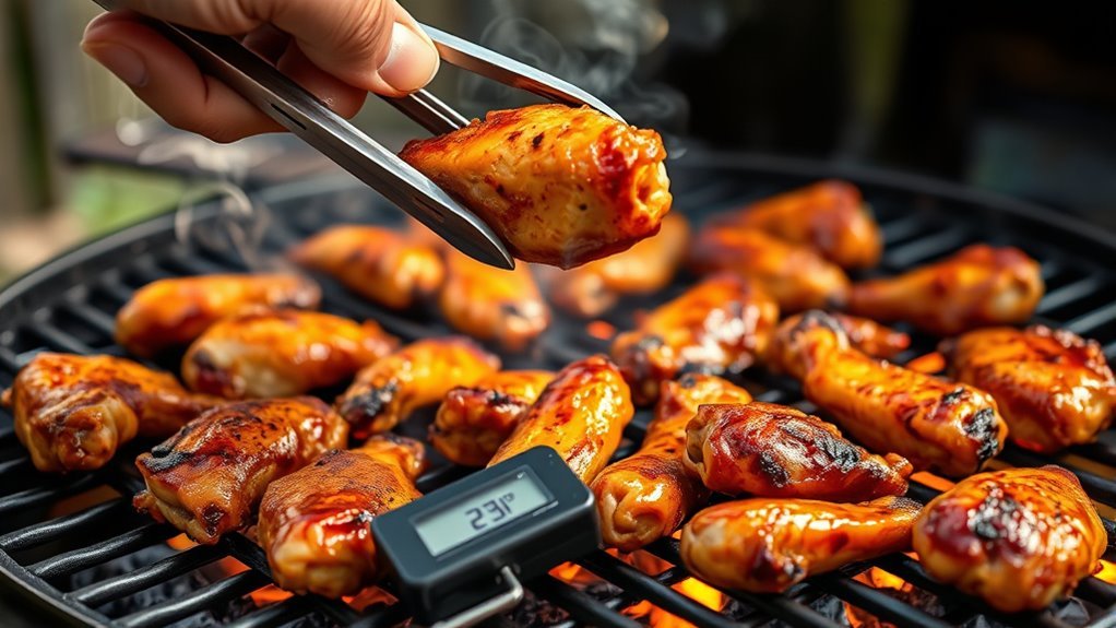 grill chicken wings thoroughly
