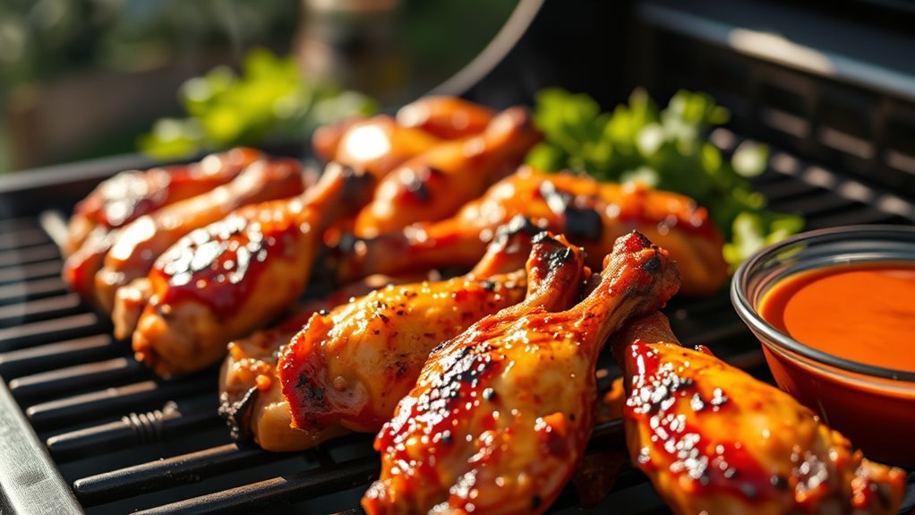 grill chicken wings thoroughly