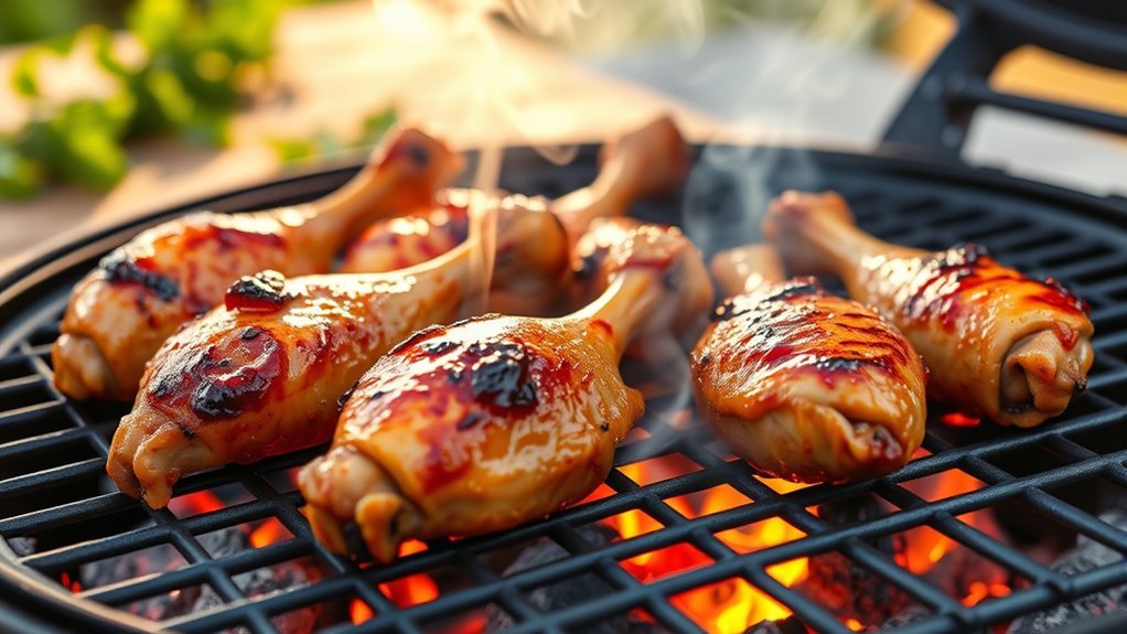 grill drumsticks evenly cooked