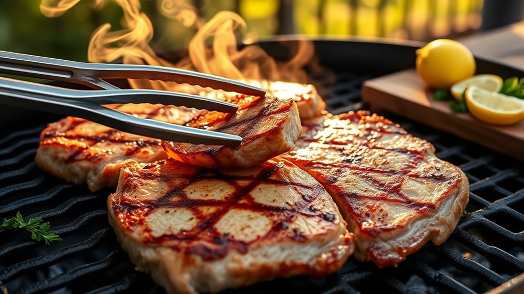 grill pork chops precisely