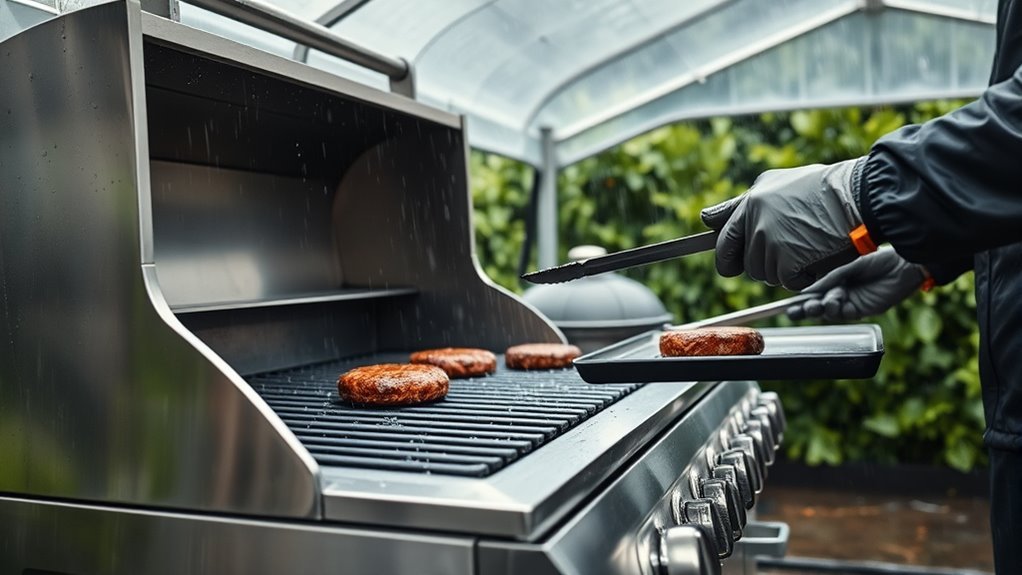 grill safely in wet weather