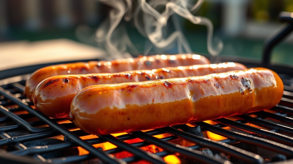 grill sausages evenly thoroughly