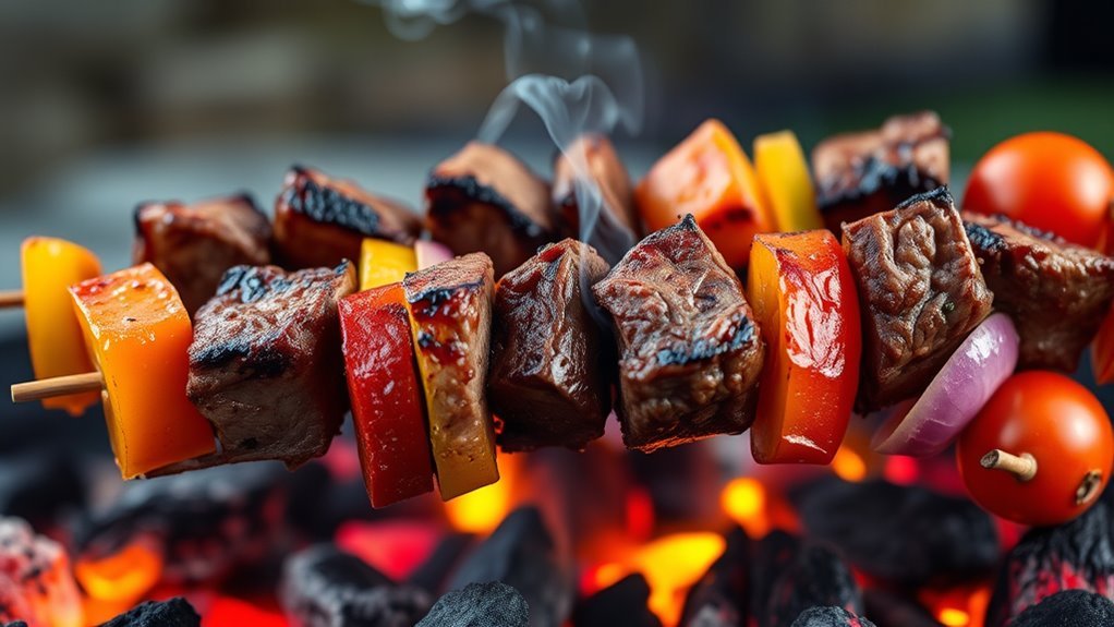 grill steak kabobs briefly