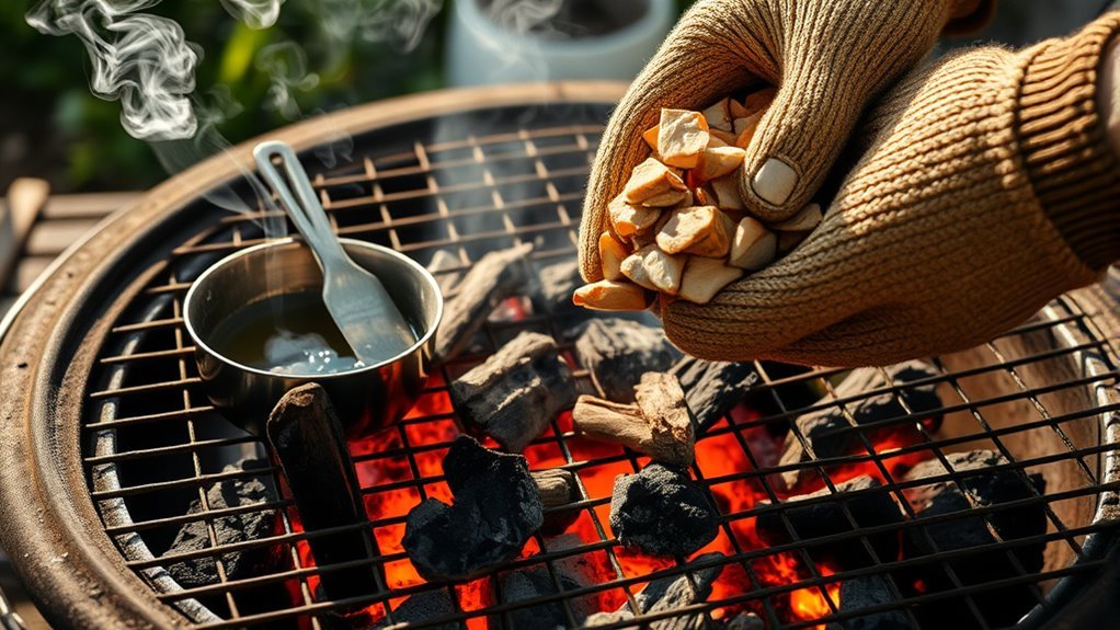 prep grill and wood chips