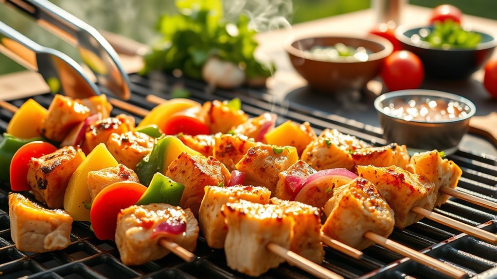 prepare skewer grill serve