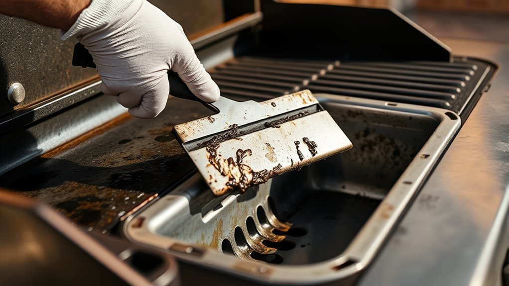 push residue into grease trap