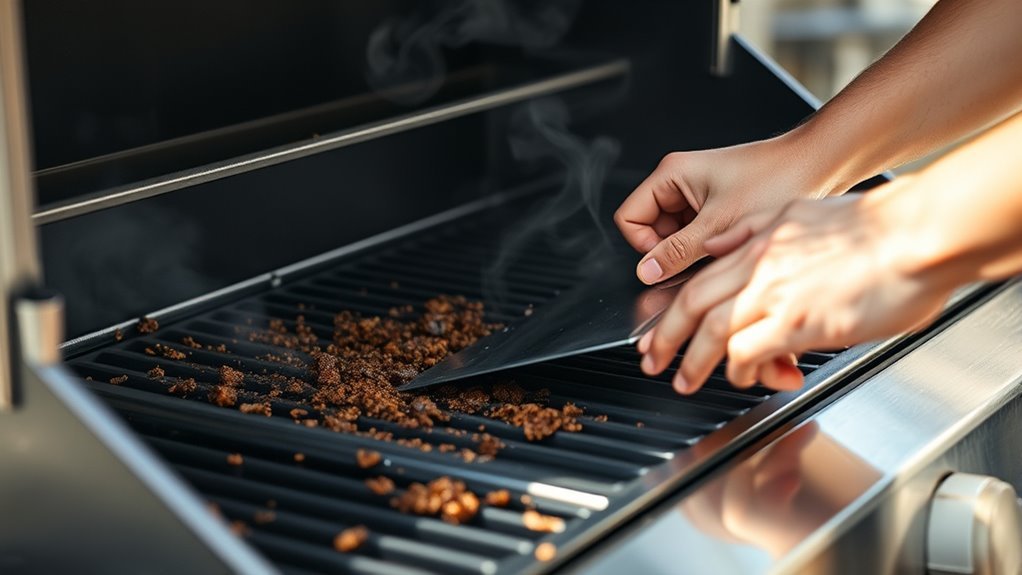 push residue into grease trap