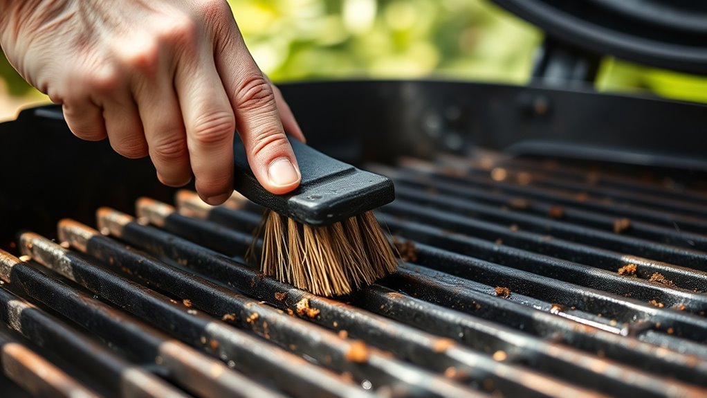 scrub grates with stiff brush
