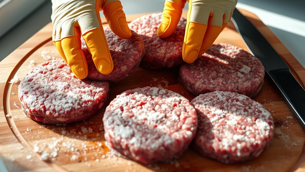 separate and handle patties carefully